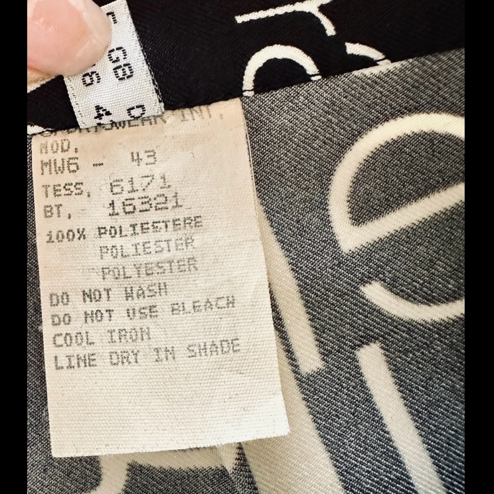 1990s MOSCHINO JEANS LOVE ALL OVER PANTS TROUSERS BLACK CREAM NANNY FINE US 12 - Picture 8 of 9